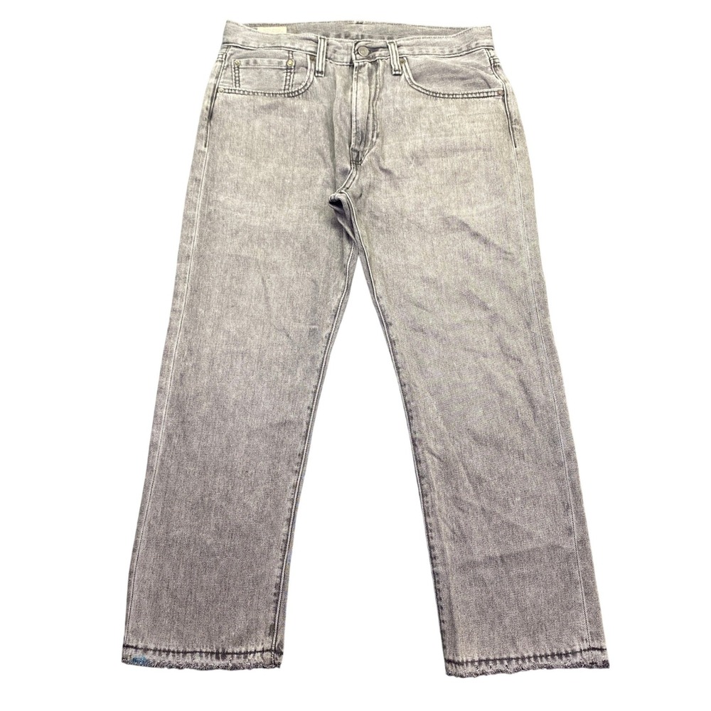 Levis 551 Z Authentic Straight Jeans Mens 32 Grey Distressed Raw Hem A0927-0021